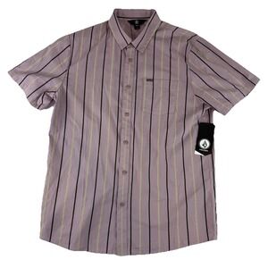 Volcom Warbler Short Sleeve Button‎ Down Woven Nirvana Mens Purple Size XL NWT